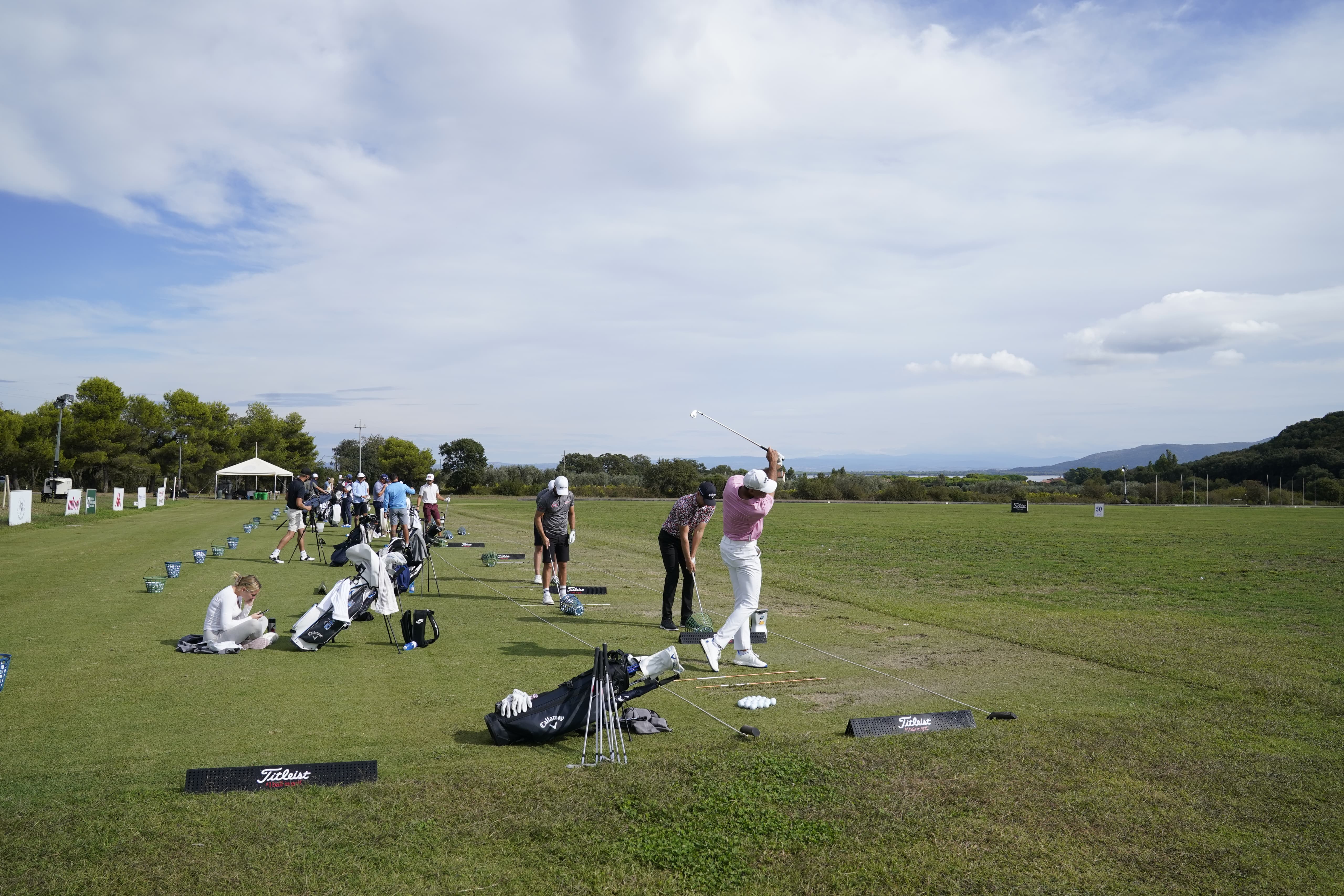Pros at the driving range