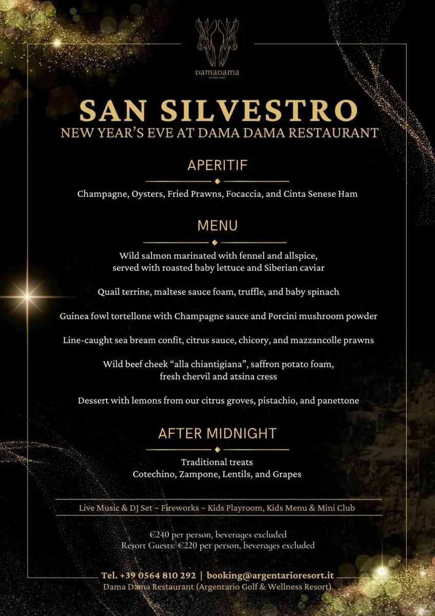 new year's menu at dama dama restaurant